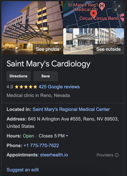 Saint Mary's 4.9 Google Rating